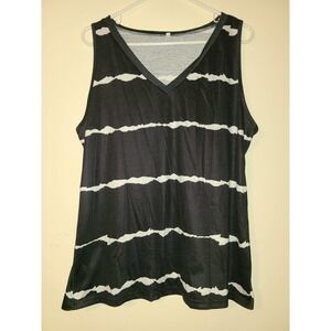 Women's Tank Top 2XL Striped Sleeveless V-Neck Pullover Regular Fit Summer (FF)